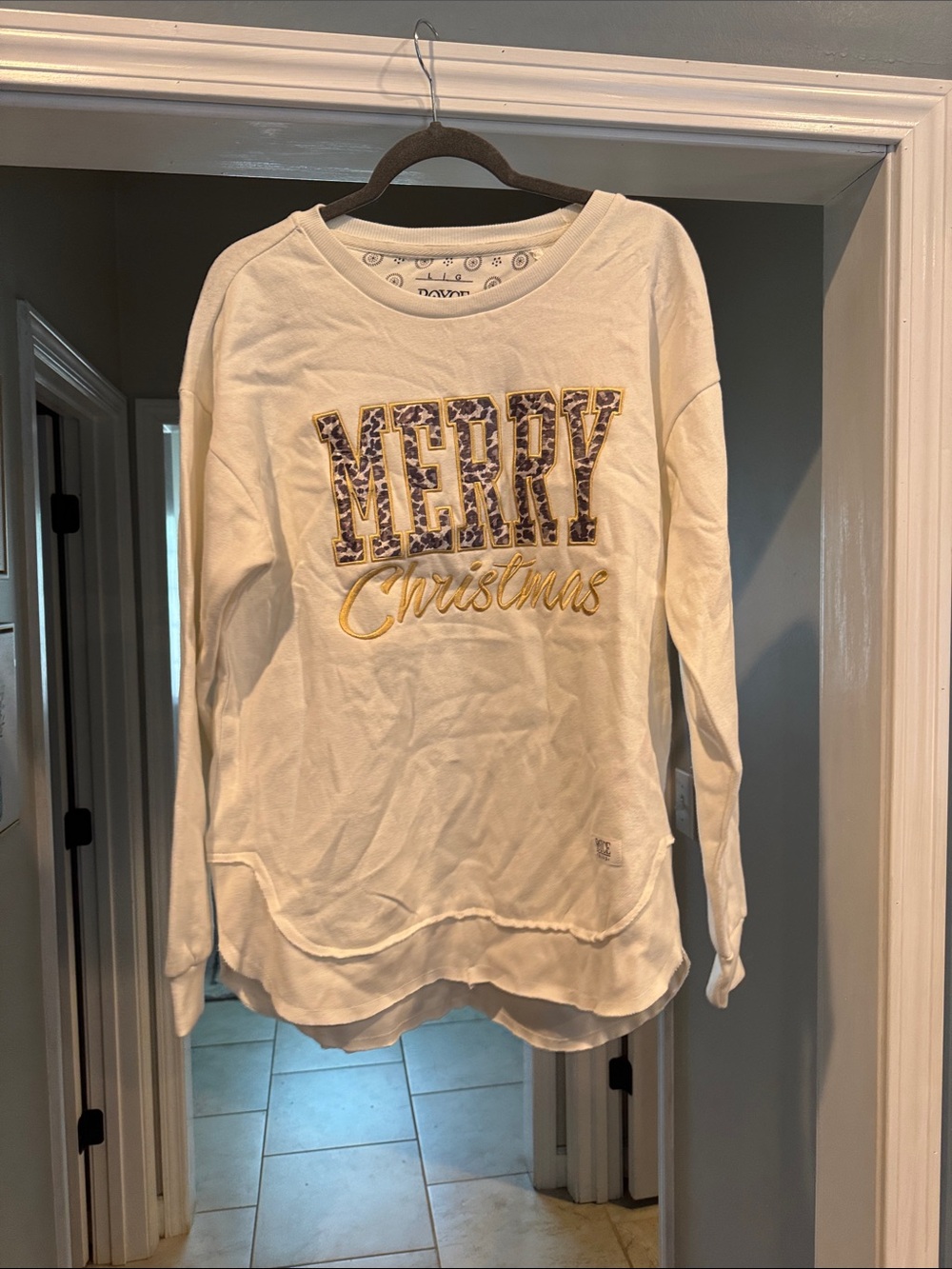 Merry Christmas Embroidered Knit Sweater - White